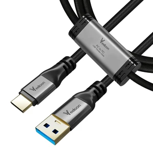 USB 3.0 PC to PC Transfer Cable for Windows & macOS 8 FT, High Speed USB A to USB C Direct Data Sync Link Bridge Cord with Built-in Software, File & Data Offline Transfer, KM Sharing Between Computers USB 3.0 PC to PC Transfer Cable for Windows & macOS 8 FT, High Speed USB A to USB C Direct Data Sync Link Bridge Cord with Built-in Software, File & Data Offline Transfer, KM Sharing Between Computers