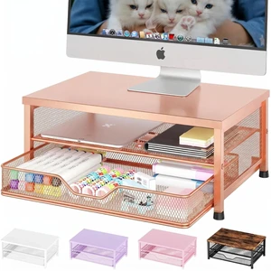 OPNICE Computer Monitor Stand Riser, Desk Organizer with Drawer, Printer & Laptop Stand, Office Desk Accessories & Workspace Desktop Organizers Storage for Office Supplies(Rose Gold) OPNICE Computer Monitor Stand Riser, Desk Organizer with Drawer, Printer & Laptop Stand, Office Desk Accessories & Workspace Desktop Organizers Storage for Office Supplies(Rose Gold)