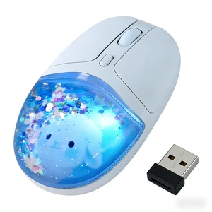 Justdfine Aqua Mouse, Clear Water Glitter Animal Design Wireless Bluetooth Mouse, Blue Multi-Mode, 4000 DPI Adjustable, RGB Light Portable Rechargeable Mouse for Laptop PC Office Home Justdfine Aqua Mouse, Clear Water Glitter Animal Design Wireless Bluetooth Mouse, Blue Multi-Mode, 4000 DPI Adjustable, RGB Light Portable Rechargeable Mouse for Laptop PC Office Home