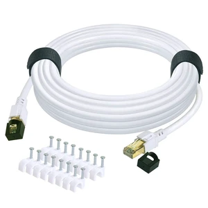 QIFGUO Cat 8 Ethernet Cable 50 ft, 40Gbps 2000MHz RJ45 Network Cable, White QIFGUO Cat 8 Ethernet Cable 50 ft, 40Gbps 2000MHz RJ45 Network Cable, White
