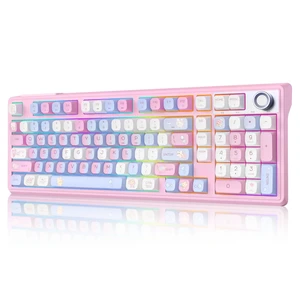 ROYALAXE Compute Keyboard, Wireless Gaming Mechanical Creamy Keyboard Pink ROYALAXE Compute Keyboard, Wireless Gaming Mechanical Creamy Keyboard Pink
