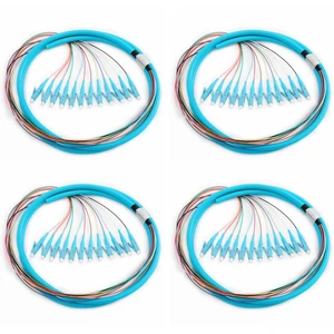 GESD 4 Pack LC-OM3 12 Pigtail 12 Strand Multimode OM3/OM4 50/125 LC-UPC Fiber Pigtail, 1.5 Meter 4 Pcs GESD 4 Pack LC-OM3 12 Pigtail 12 Strand Multimode OM3/OM4 50/125 LC-UPC Fiber Pigtail, 1.5 Meter 4 Pcs
