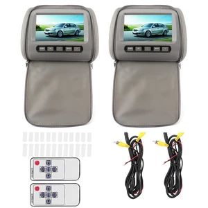 Natudeco 2pcs 7in HD Car Headrest LCD Video Player DVD Monitor Display with Zipper Closure Cover Remote Control MP5 Display Gray Natudeco 2pcs 7in HD Car Headrest LCD Video Player DVD Monitor Display with Zipper Closure Cover Remote Control MP5 Display Gray