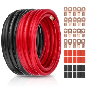 1/0 AWG 40FT Copper Clad Aluminum Battery Cable Kit (20FT Red + 20FT Black) 1/0 AWG 40FT Copper Clad Aluminum Battery Cable Kit (20FT Red + 20FT Black)