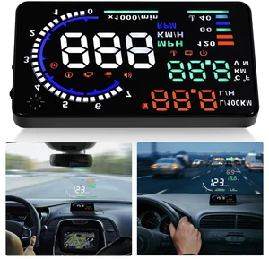 A8 5.5" OBD II Car HUD Head Up Display, Multi-Color Windshield Projector Shows Speed (Km/h/MPH), Water Temp & Battery Voltage Fit for Most Vehicles A8 5.5" OBD II Car HUD Head Up Display, Multi-Color Windshield Projector Shows Speed (Km/h/MPH), Water Temp & Battery Voltage Fit for Most Vehicles