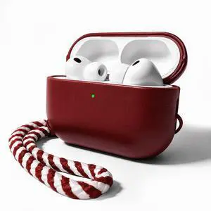 for AirPods Pro 3 Genuine Leather CaseAll-Round ShockproofMulti Leather, Frame+Hide Patented Dual LayerWireless Charging ReadyLED Visiblewith Lanyard (Red, Waxed Leather) for AirPods Pro 3 Genuine Leather CaseAll-Round ShockproofMulti Leather, Frame+Hide Patented Dual LayerWireless Charging ReadyLED Visiblewith Lanyard (Red, Waxed Leather)