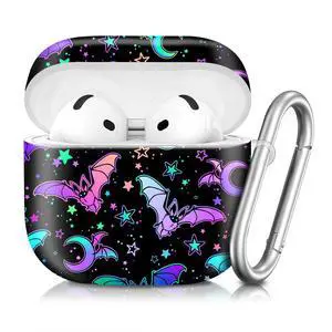 Compatible with AirPod 4th Generation 2024 Case, Shockproof Anti-Drop Protective Cover, Cute Case for Women Men with Keychain(Colorful Bats) Compatible with AirPod 4th Generation 2024 Case, Shockproof Anti-Drop Protective Cover, Cute Case for Women Men with Keychain(Colorful Bats)