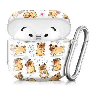 Compatible with AirPod 4th Generation 2024 Case, Shockproof Anti-Drop Protective Cover, Cute Case for Women Men with Keychain(Cute Pug Dog) Compatible with AirPod 4th Generation 2024 Case, Shockproof Anti-Drop Protective Cover, Cute Case for Women Men with Keychain(Cute Pug Dog)
