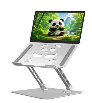 Stable Laptop Stand for Desk Fit for 10"-16.3" Laptops, Silver | Foldable Aluminum Riser Creates an Ergonomic Workspace with Cute Panda Cooling Vent, Fits MacBook Air/Pro, Dell and Lenovo Stable Laptop Stand for Desk Fit for 10"-16.3" Laptops, Silver | Foldable Aluminum Riser Creates an Ergonomic Workspace with Cute Panda Cooling Vent, Fits MacBook Air/Pro, Dell and Lenovo