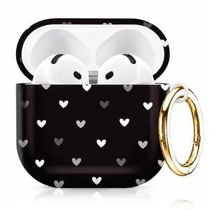 Compatiable with AirPod 4 Protective Case 2024, Soft Protective Case with Keychain for Women,Cute& Sleek Design Shockproof Charging Case Cover for AirPod 4(Heart On Black Background) Compatiable with AirPod 4 Protective Case 2024, Soft Protective Case with Keychain for Women,Cute& Sleek Design Shockproof Charging Case Cover for AirPod 4(Heart On Black Background)