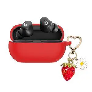 for Beats Solo Buds Case Cover with Cute Strawberry Charm Heart Keychain, Soft Silicone Protective Case Daisy Key Chains for New Beats Solo Charging Case Earbuds for Women Men Red for Beats Solo Buds Case Cover with Cute Strawberry Charm Heart Keychain, Soft Silicone Protective Case Daisy Key Chains for New Beats Solo Charging Case Earbuds for Women Men Red