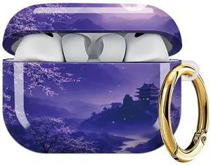 Case Compatible with AirPod Pro 3 2025, Cute Protective Cover with Keychain for AirPod Pro 3rd Generation, Full Protection Case for Women Girls(Purple Moonlight Cherry Blossom Landscape) Case Compatible with AirPod Pro 3 2025, Cute Protective Cover with Keychain for AirPod Pro 3rd Generation, Full Protection Case for Women Girls(Purple Moonlight Cherry Blossom Landscape)