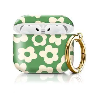 Compatible with AirPod 4th Generation Case Cover with Keychain, Full Protective Shockproof Wireless Headphone Case for Women Men Girl (Green Groovy Flower) Compatible with AirPod 4th Generation Case Cover with Keychain, Full Protective Shockproof Wireless Headphone Case for Women Men Girl (Green Groovy Flower)