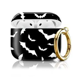 Compatible with AirPod 4th Generation Case Cover with Keychain, Full Protective Shockproof Wireless Headphone Case for Women Men Girl (Black White Bat) Compatible with AirPod 4th Generation Case Cover with Keychain, Full Protective Shockproof Wireless Headphone Case for Women Men Girl (Black White Bat)