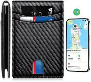 Wallet Tracker for iOS Only Not for Android, GPS Wallet Tracker Device Smart Tracking Wallet Locator for Passport & ID Cards Gift for Him & HerCarbon Black Wallet Tracker for iOS Only Not for Android, GPS Wallet Tracker Device Smart Tracking Wallet Locator for Passport & ID Cards Gift for Him & HerCarbon Black