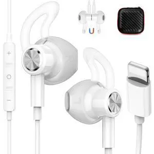 for Apple Lightning Headphones MFi-Certified Wired Earbuds White | Magnetic Larger Ear Buds Earphones with Anti-Drop Tips Corded Headset Cord for iPhone 14 Plus 13 Pro Max 12 Mini 11 XS XR 8 for Apple Lightning Headphones MFi-Certified Wired Earbuds White | Magnetic Larger Ear Buds Earphones with Anti-Drop Tips Corded Headset Cord for iPhone 14 Plus 13 Pro Max 12 Mini 11 XS XR 8