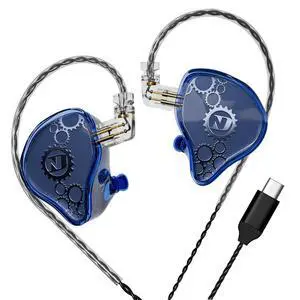 ND Venus in Ear Monitor Headphones, 10mm Double Magnetic Dynamic Driver IEM Earphones, HiFi Wired Gaming Earbuds, 2 Pin Detachable Cable (with Mic, Blue, USB-C Port) ND Venus in Ear Monitor Headphones, 10mm Double Magnetic Dynamic Driver IEM Earphones, HiFi Wired Gaming Earbuds, 2 Pin Detachable Cable (with Mic, Blue, USB-C Port)
