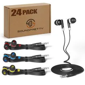 SP SOUNPRETTY Bulk Kid Classroom Earbuds 24 Pack Wired - 4 Assorted Colors,85dB Safe Volume Headphones for School, Chromebook, Tablet - Individually Wrapped SP SOUNPRETTY Bulk Kid Classroom Earbuds 24 Pack Wired - 4 Assorted Colors,85dB Safe Volume Headphones for School, Chromebook, Tablet - Individually Wrapped