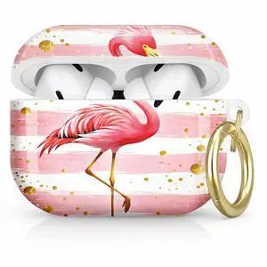 Compatible with AirPod Pro 2nd/1st Generation Case Cover with Key Chain,Full Protective Shockproof Wireless Headphone Case for Airpod Pro 2023/2022/2019(Pink Flamingo Stripes Gold Dots) Compatible with AirPod Pro 2nd/1st Generation Case Cover with Key Chain,Full Protective Shockproof Wireless Headphone Case for Airpod Pro 2023/2022/2019(Pink Flamingo Stripes Gold Dots)