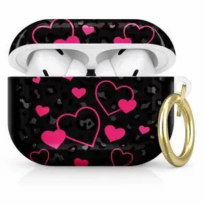 Compatible with AirPod Pro 2nd/1st Generation Case Cover with Key Chain,Full Protective Shockproof Wireless Headphone Case for Airpod Pro 2023/2022/2019(Pink Hearts On Black Leopard) Compatible with AirPod Pro 2nd/1st Generation Case Cover with Key Chain,Full Protective Shockproof Wireless Headphone Case for Airpod Pro 2023/2022/2019(Pink Hearts On Black Leopard)