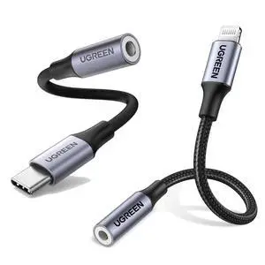 Lightning to 3.5mm Adapter for iPhone and USB C to 3.5mm Audio Adapter Bundle Lightning to 3.5mm Adapter for iPhone and USB C to 3.5mm Audio Adapter Bundle