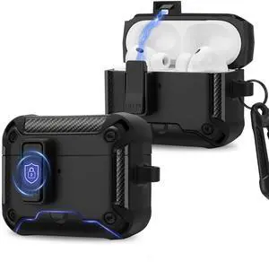 Compatible with AirPods Pro 3 Case, Rugged Tough Hard Shell (Automatic Snap Switch Lock) Compatible with MagSafe with Lanyard and Stand Function for AirPods Pro 3 Cover (Black) Compatible with AirPods Pro 3 Case, Rugged Tough Hard Shell (Automatic Snap Switch Lock) Compatible with MagSafe with Lanyard and Stand Function for AirPods Pro 3 Cover (Black)
