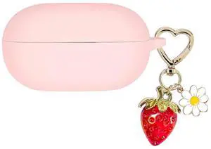 for Beats Solo Buds Case Cover with Cute Strawberry Charm Heart Keychain, Soft Silicone Protective Case Daisy Key Chains for New Beats Solo Charging Case Earbuds for Women Men Pink for Beats Solo Buds Case Cover with Cute Strawberry Charm Heart Keychain, Soft Silicone Protective Case Daisy Key Chains for New Beats Solo Charging Case Earbuds for Women Men Pink
