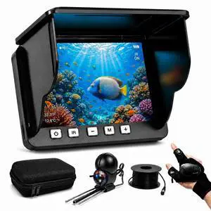 Underwater Fishing Camera, 4.3in LCD, IP68, 12 IR LEDs, 200° Wide Angle | Portable fish finder with IR night vision, 50FT cable and 5000mAh battery for ice fishing, boats, lakes and kayaks Underwater Fishing Camera, 4.3in LCD, IP68, 12 IR LEDs, 200° Wide Angle | Portable fish finder with IR night vision, 50FT cable and 5000mAh battery for ice fishing, boats, lakes and kayaks