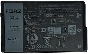J7HTX Battery 34Wh 4342mAh 02JT7D 7XNTR FH8RW J82G5 7.6V 4-Cell | Replacement for Dell Latitude 7202 7212 Rugged Extreme / Latitude 7220 Rugged Extreme Series 451-BCDH J7HTX Battery 34Wh 4342mAh 02JT7D 7XNTR FH8RW J82G5 7.6V 4-Cell | Replacement for Dell Latitude 7202 7212 Rugged Extreme / Latitude 7220 Rugged Extreme Series 451-BCDH
