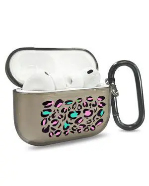 for AirPods Pro 3 Case Cover with Art Skin, Cute TPU AirPods Case with Keychain Hook, Semi-Transparent Decorative Case for Women, Leopard, Clear Black for AirPods Pro 3 Case Cover with Art Skin, Cute TPU AirPods Case with Keychain Hook, Semi-Transparent Decorative Case for Women, Leopard, Clear Black