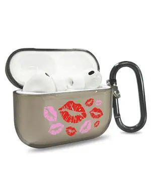 for AirPods Pro 3 Case Cover with Art Skin, Cute TPU AirPods Case with Keychain Hook, Semi-Transparent Decorative Case for Women, Red Lips, Clear Black for AirPods Pro 3 Case Cover with Art Skin, Cute TPU AirPods Case with Keychain Hook, Semi-Transparent Decorative Case for Women, Red Lips, Clear Black