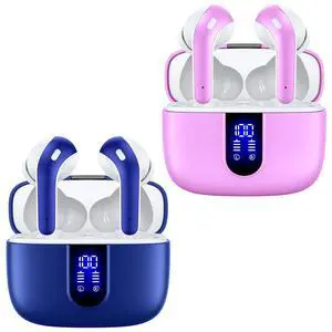 2 Sets X08 Ocean Blue and Sunset Pink Bluetooth Headphones True Wireless Earbuds 60H Playback Ear Buds with Wireless Charging Case in-Ear Earbuds with Mic 2 Sets X08 Ocean Blue and Sunset Pink Bluetooth Headphones True Wireless Earbuds 60H Playback Ear Buds with Wireless Charging Case in-Ear Earbuds with Mic