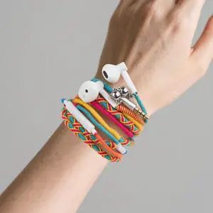 Earbuds Bracelet Colorful Braided Earphones - 3.5mm Wired Headphones with Microphone Remote in-Ear Sports Headset for iPhone Handmade Fabric Knitted Thread Wrapped Earbuds Bracelet Colorful Braided Earphones - 3.5mm Wired Headphones with Microphone Remote in-Ear Sports Headset for iPhone Handmade Fabric Knitted Thread Wrapped