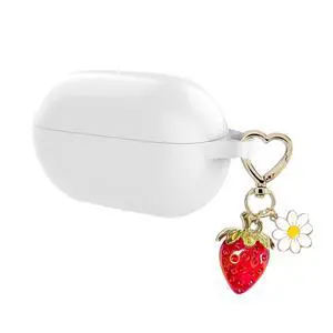 for Beats Solo Buds Case Cover with Cute Strawberry Charm Heart Keychain, Soft Silicone Protective Case Daisy Key Chains for New Beats Solo Charging Case Earbuds for Women Men White for Beats Solo Buds Case Cover with Cute Strawberry Charm Heart Keychain, Soft Silicone Protective Case Daisy Key Chains for New Beats Solo Charging Case Earbuds for Women Men White