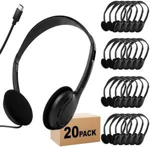 USB-C Headphones Bulk 20 Pack, Black | Bulk Pack, Suitable for Classroom & School, For Children & Teenagers, Compatible with Pad & Smartphones USB-C Headphones Bulk 20 Pack, Black | Bulk Pack, Suitable for Classroom & School, For Children & Teenagers, Compatible with Pad & Smartphones