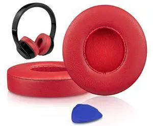 Lambskin Earpads Cushions Replacement for Beats Solo 2 & Solo 3 Wireless On-Ear Headphones, Solo2 Solo3 Ear Pads with High-Density Foam, Added Thickness - Red Lambskin Earpads Cushions Replacement for Beats Solo 2 & Solo 3 Wireless On-Ear Headphones, Solo2 Solo3 Ear Pads with High-Density Foam, Added Thickness - Red