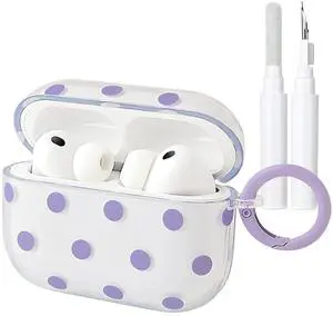 Cute Polka Dot Case for AirPods Pro 3 with Cleaner Kit | Clear,Shockproof,Full Protective Cover,Soft TPU,Daily,With Keychain,For Women,For Airpods Pro 3rd(2025) Cute Polka Dot Case for AirPods Pro 3 with Cleaner Kit | Clear,Shockproof,Full Protective Cover,Soft TPU,Daily,With Keychain,For Women,For Airpods Pro 3rd(2025)