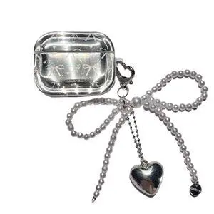 Cute Girl Case for Airpods Pro 3 Lovely Charm, Silver Plating Bow | Girls Kawaii Cover, for Airpods Pro 3th Generation, Girly Love Heart Keychain, Aesthetic, Woman Elegant Case Cute Girl Case for Airpods Pro 3 Lovely Charm, Silver Plating Bow | Girls Kawaii Cover, for Airpods Pro 3th Generation, Girly Love Heart Keychain, Aesthetic, Woman Elegant Case