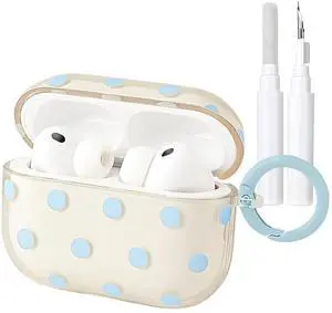 Cute Polka Dot Case for AirPods Pro 3 with Cleaner Kit | Clear,Shockproof,Full Protective Cover,Soft TPU,Daily,With Keychain,For Women,For Airpods Pro 3rd(2025) Cute Polka Dot Case for AirPods Pro 3 with Cleaner Kit | Clear,Shockproof,Full Protective Cover,Soft TPU,Daily,With Keychain,For Women,For Airpods Pro 3rd(2025)