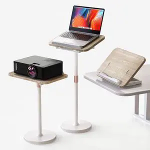 2 in 1 Portable Laptop Floor Stand & Laptop Stand for Desk, Small Adjustable Table with Height Adjustable from 16.5" to 51", Wooden Laptop Stand White for Home, Office, Meeting Room, Study 2 in 1 Portable Laptop Floor Stand & Laptop Stand for Desk, Small Adjustable Table with Height Adjustable from 16.5" to 51", Wooden Laptop Stand White for Home, Office, Meeting Room, Study