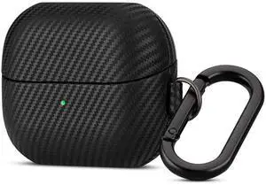 Leather Case - Samsung Galaxy Buds 3 Pro & 3 & 3 FE Case with Clip | Selected Skin-friendly Cowhide Leather, Carbon Fibre Texture, Handmade Drop Protective Hard Cover for Samsung Earbuds - Black Leather Case - Samsung Galaxy Buds 3 Pro & 3 & 3 FE Case with Clip | Selected Skin-friendly Cowhide Leather, Carbon Fibre Texture, Handmade Drop Protective Hard Cover for Samsung Earbuds - Black