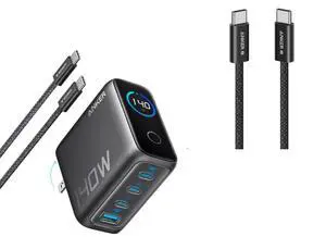 Zolo USB C Cable, Braided and Dirt-Free Type C Fast Charging Cable, Slim Connector, for iPhone 16 Series, MacBook (240W) (Black, 3ft)&140W USB-C Charger, Laptop Charger, 4-Port Mu Zolo USB C Cable, Braided and Dirt-Free Type C Fast Charging Cable, Slim Connector, for iPhone 16 Series, MacBook (240W) (Black, 3ft)&140W USB-C Charger, Laptop Charger, 4-Port Mu
