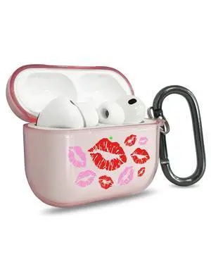 for AirPods Pro 3 Case Cover with Art Skin, Cute TPU AirPods Case with Keychain Hook, Semi-Transparent Decorative Case for Women, Red Lips, Clear Pink for AirPods Pro 3 Case Cover with Art Skin, Cute TPU AirPods Case with Keychain Hook, Semi-Transparent Decorative Case for Women, Red Lips, Clear Pink