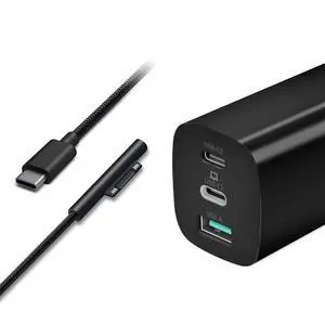 USB C GaN Charger for Surface Tablets, 65W GaNk Charger with 6ft Nylon Surface to USB C Cable, Compatible for Microsoft Surface Pro 10 7/6/5/4/3 Surface Go 4/3/2/1, Black, GaN-001US USB C GaN Charger for Surface Tablets, 65W GaNk Charger with 6ft Nylon Surface to USB C Cable, Compatible for Microsoft Surface Pro 10 7/6/5/4/3 Surface Go 4/3/2/1, Black, GaN-001US