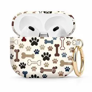 Compatible with Airpod 4 Case,TPU Cute Pattern Protective, Shockproof Anti Scratch Case with Keychain Ring, Supports Wireless Charging(Paw Prints Bones Woof) Compatible with Airpod 4 Case,TPU Cute Pattern Protective, Shockproof Anti Scratch Case with Keychain Ring, Supports Wireless Charging(Paw Prints Bones Woof)