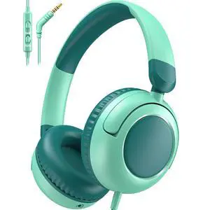 V8 Kids Headphones,Wired Headphones with Mic, 85/94dB Volume Limiter, Tangle-Free 3.5mm Jack, Stereo Sound, Shared Interface, Adjustable Portable Headphones for School & Travel Green V8 Kids Headphones,Wired Headphones with Mic, 85/94dB Volume Limiter, Tangle-Free 3.5mm Jack, Stereo Sound, Shared Interface, Adjustable Portable Headphones for School & Travel Green