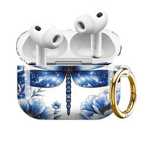 Compatible with AirPod Pro 3 Case 2025,Shockproof Protective Cover with Keychain,Multi-Theme Graphic Design Shell for Men Women,Ideal for Gym&Travel(Blue Dragonfly Floral Art) Compatible with AirPod Pro 3 Case 2025,Shockproof Protective Cover with Keychain,Multi-Theme Graphic Design Shell for Men Women,Ideal for Gym&Travel(Blue Dragonfly Floral Art)