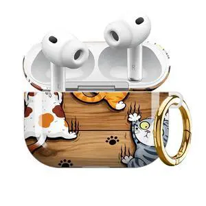 Compatible with AirPod Pro 3 Case 2025,Shockproof Protective Cover with Keychain,Multi-Theme Graphic Design Shell for Men Women,Ideal for Gym&Travel(Cat Playing On Wooden Floor Paw Print) Compatible with AirPod Pro 3 Case 2025,Shockproof Protective Cover with Keychain,Multi-Theme Graphic Design Shell for Men Women,Ideal for Gym&Travel(Cat Playing On Wooden Floor Paw Print)