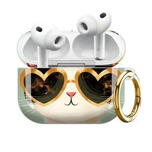 Compatible with AirPod Pro 3 Case 2025,Shockproof Protective Cover with Keychain,Multi-Theme Graphic Design Shell for Men Women,Ideal for Gym&Travel(Cat Heart Sunglasses Collar Gold) Compatible with AirPod Pro 3 Case 2025,Shockproof Protective Cover with Keychain,Multi-Theme Graphic Design Shell for Men Women,Ideal for Gym&Travel(Cat Heart Sunglasses Collar Gold)