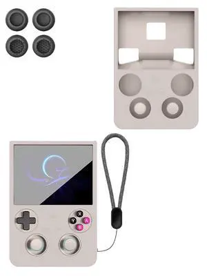 for ANBERNIC RG 477V Retro Handheld Game Protective case,Soft Silicone Shock-Absorbing Design,Waterproof and Portable,Includes 4 Button caps for rg477v, Grey for ANBERNIC RG 477V Retro Handheld Game Protective case,Soft Silicone Shock-Absorbing Design,Waterproof and Portable,Includes 4 Button caps for rg477v, Grey